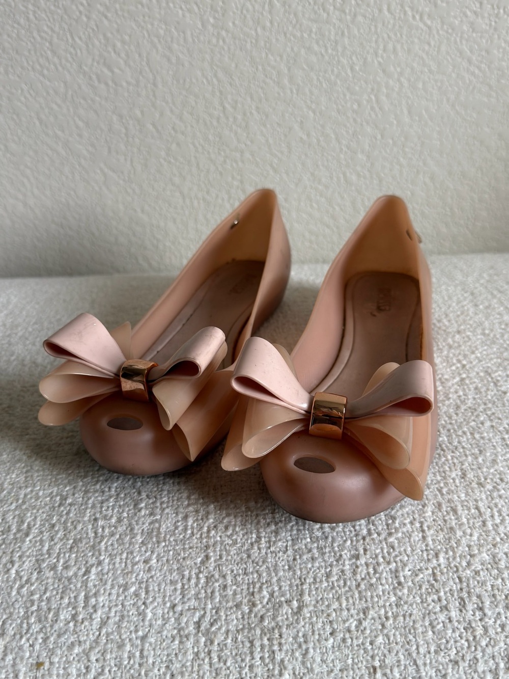 Melissa Women's Nude Pink Bow Ballet Flats 6